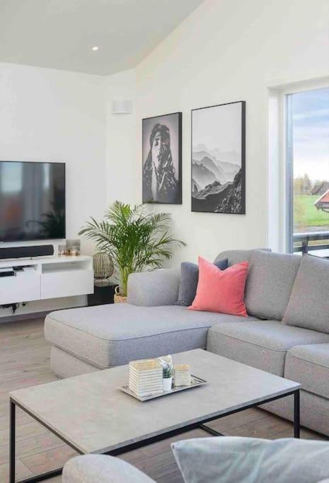 Moderne Hus Med Flotte Utemuligheter Og Parkering
